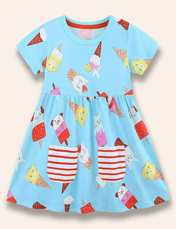 Cartoon Ice Cream Printed Dress